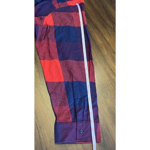 K. Jordan Womens Flannel Top Sz 5X Red Purple Blue Plaid Cabincore Fallcore - Picture 9 of 9